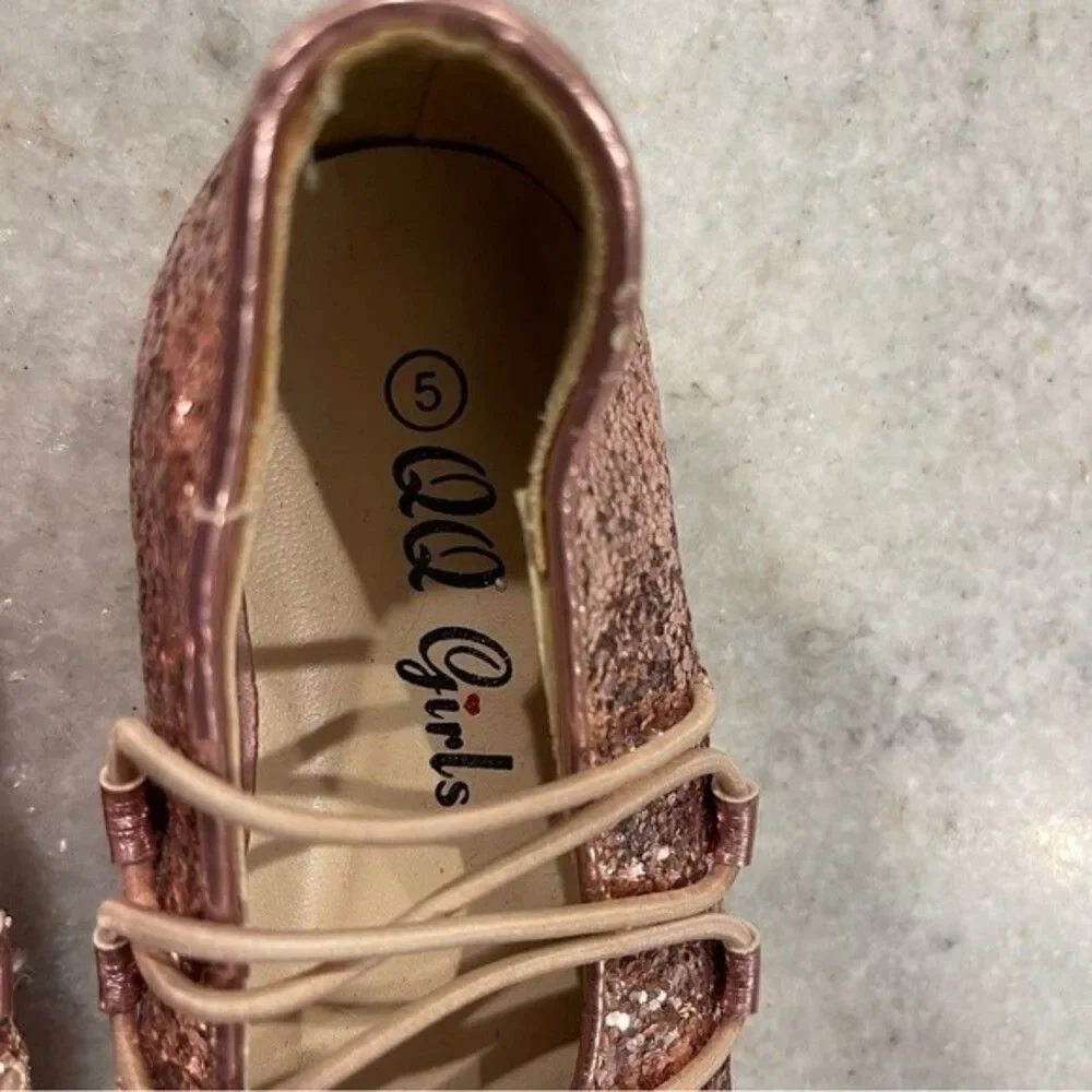 QQ Girls Gold Sparkly Shoes Baby 5